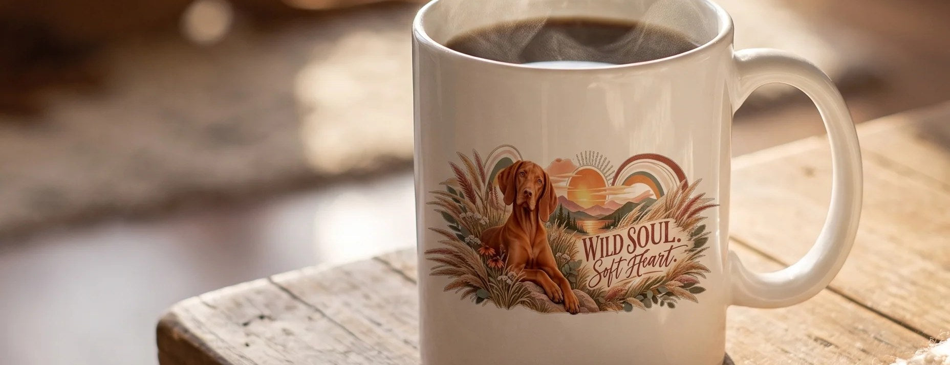 Best Friend Vibes Tasse mit Hund im Hintergrund