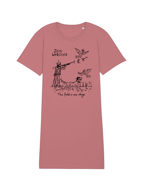 T-Shirt Kleid mit Auswahl der DOGWHISTLER Motive "Fasanenjagd mit Spaniel, Labrador- und Golden Retriever" beidseitiger Druck