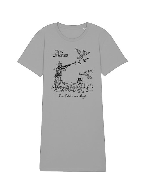 T-Shirt Kleid mit Auswahl der DOGWHISTLER Motive "Fasanenjagd mit Spaniel, Labrador- und Golden Retriever" beidseitiger Druck