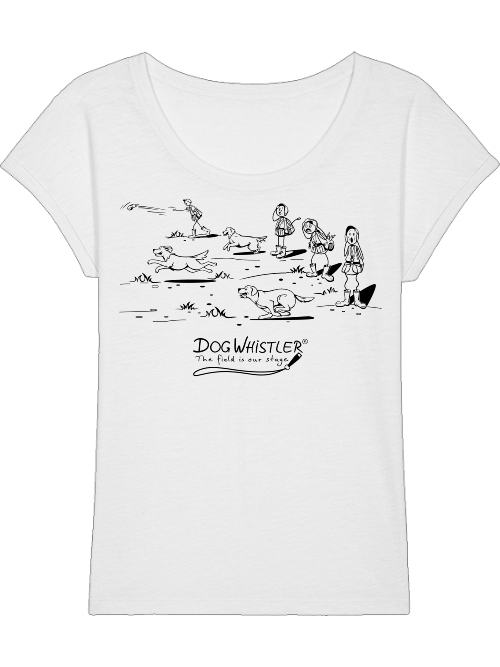 Damen-Shirt Rounder Slub DOGWHISTLER Motiv "Chaos" Druck schwarz und weiß