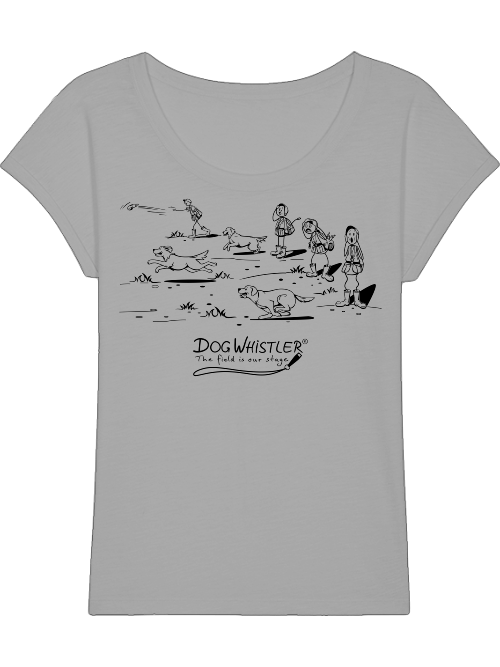Damen-Shirt Rounder Slub DOGWHISTLER Motiv "Chaos" Druck schwarz und weiß