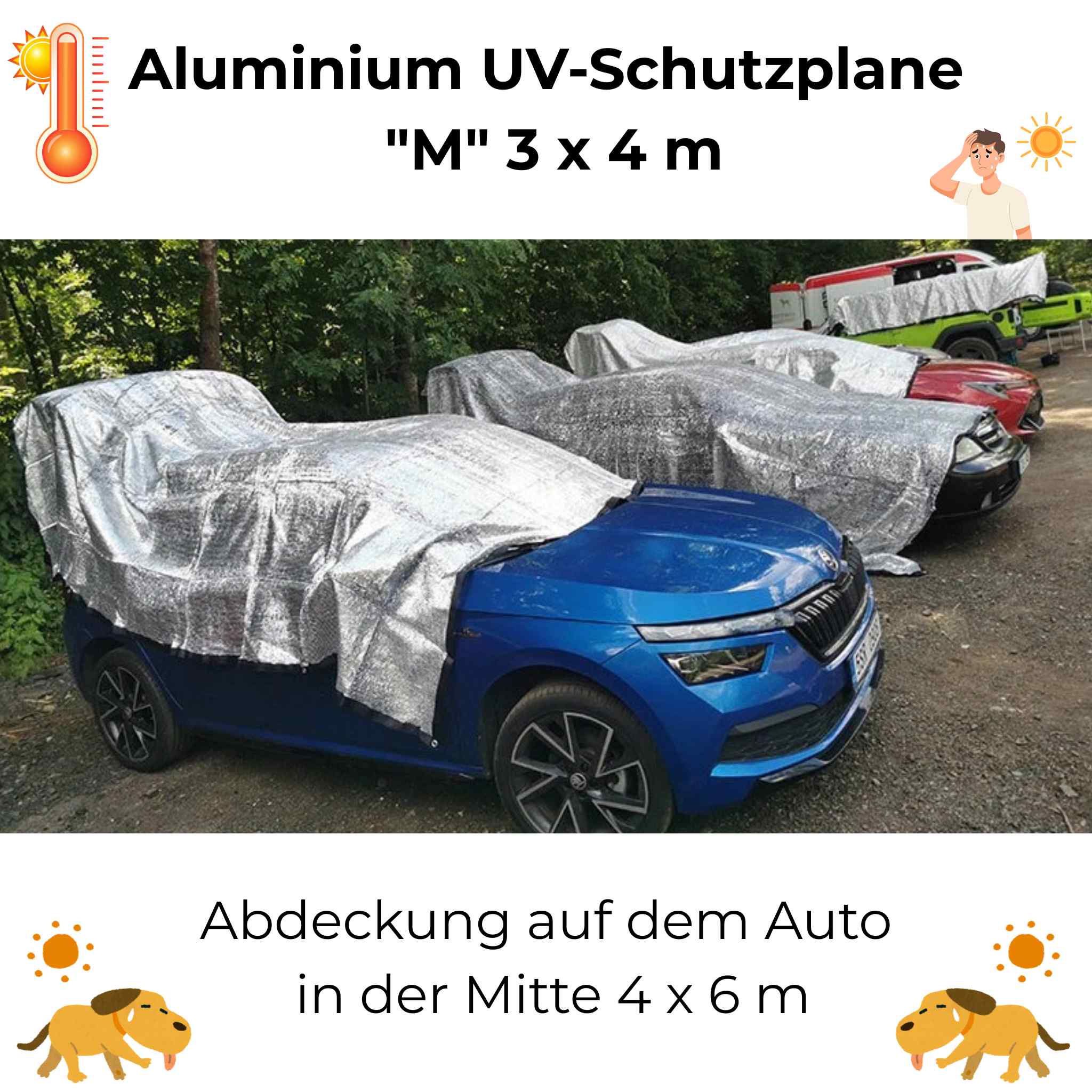 Effektiver Sonnenschutz | UV-Schutz 90% (!) und Verdunkelung für Auto, Anhänger, Zelt, Wohnmobil und mehr in den Größen S, M, L, XL