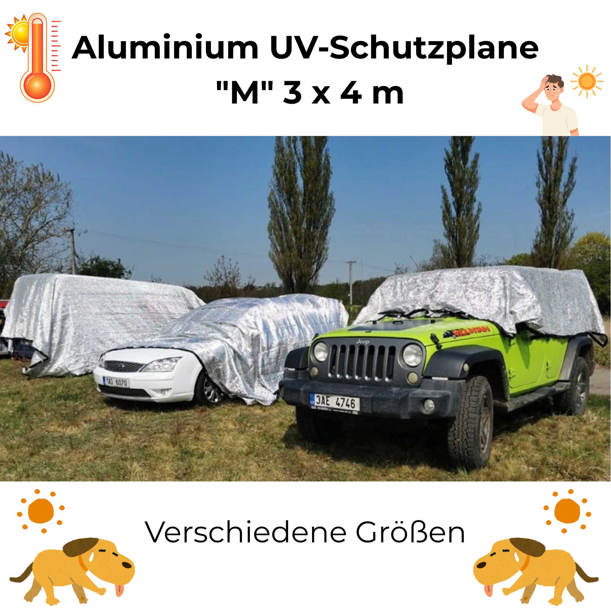 Effektiver Sonnenschutz | UV-Schutz 90% (!) und Verdunkelung für Auto, Anhänger, Zelt, Wohnmobil und mehr in den Größen S, M, L, XL