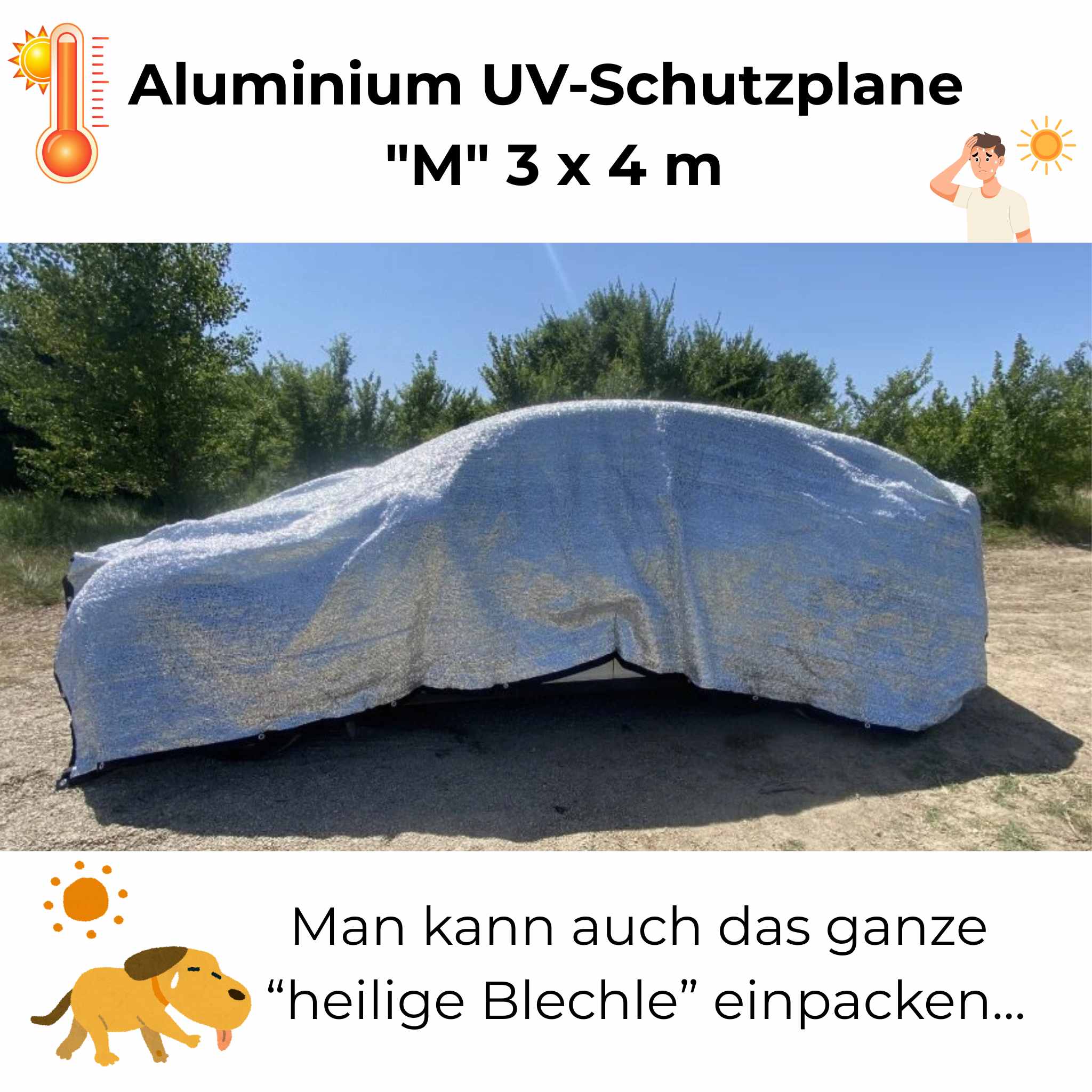 Effektiver Sonnenschutz | UV-Schutz 90% (!) und Verdunkelung für Auto, Anhänger, Zelt, Wohnmobil und mehr in den Größen S, M, L, XL