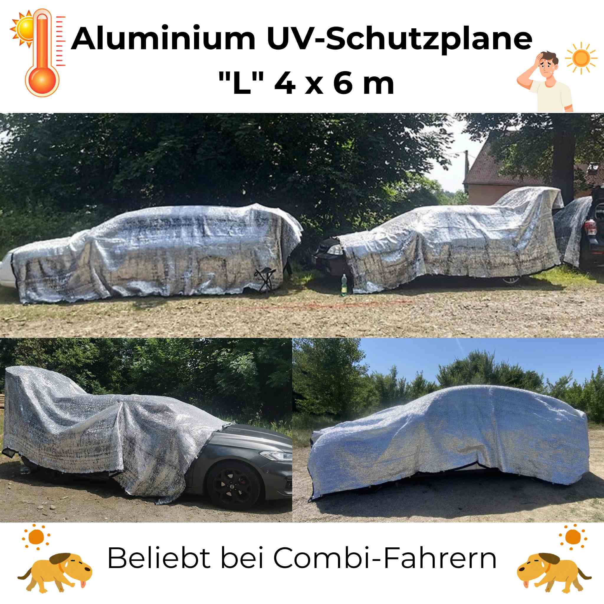 Effektiver Sonnenschutz | UV-Schutz 90% (!) und Verdunkelung für Auto, Anhänger, Zelt, Wohnmobil und mehr in den Größen S, M, L, XL