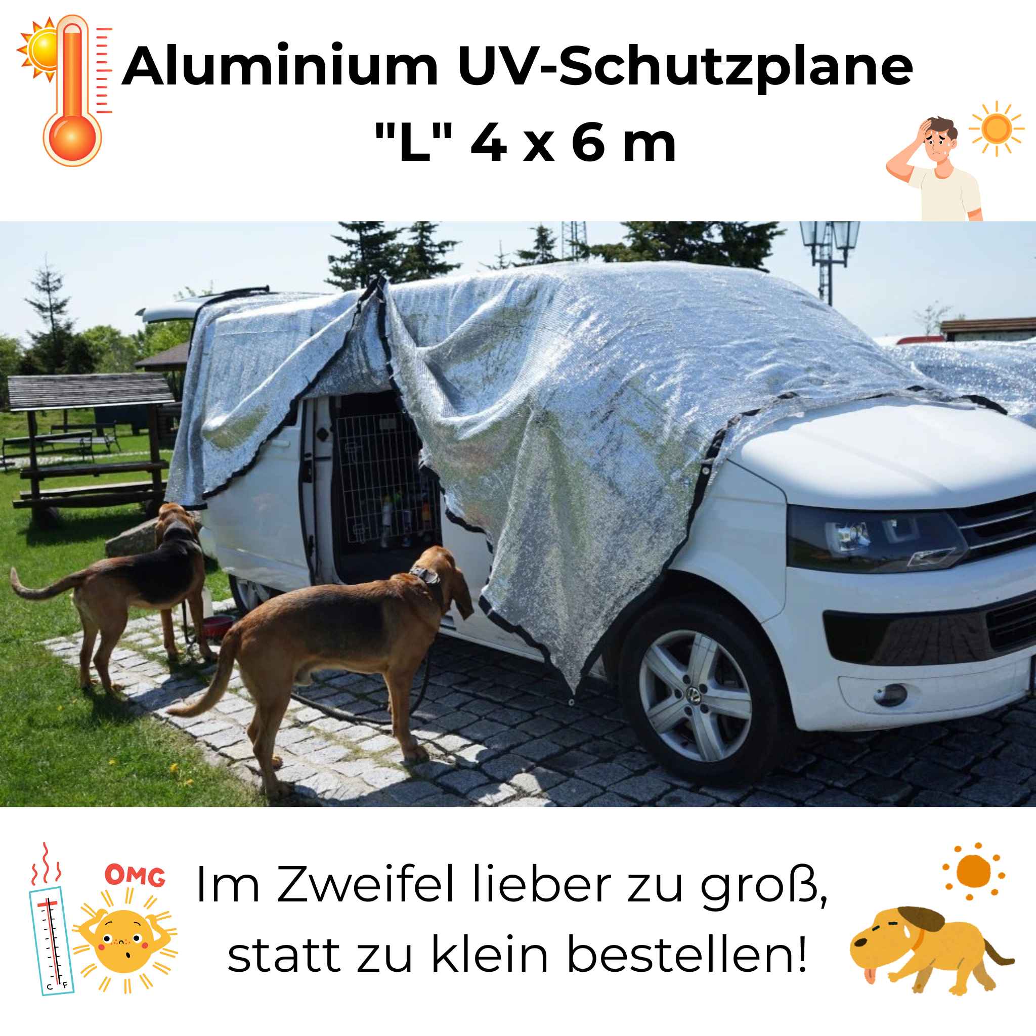 Effektiver Sonnenschutz | UV-Schutz 90% (!) und Verdunkelung für Auto, Anhänger, Zelt, Wohnmobil und mehr in den Größen S, M, L, XL