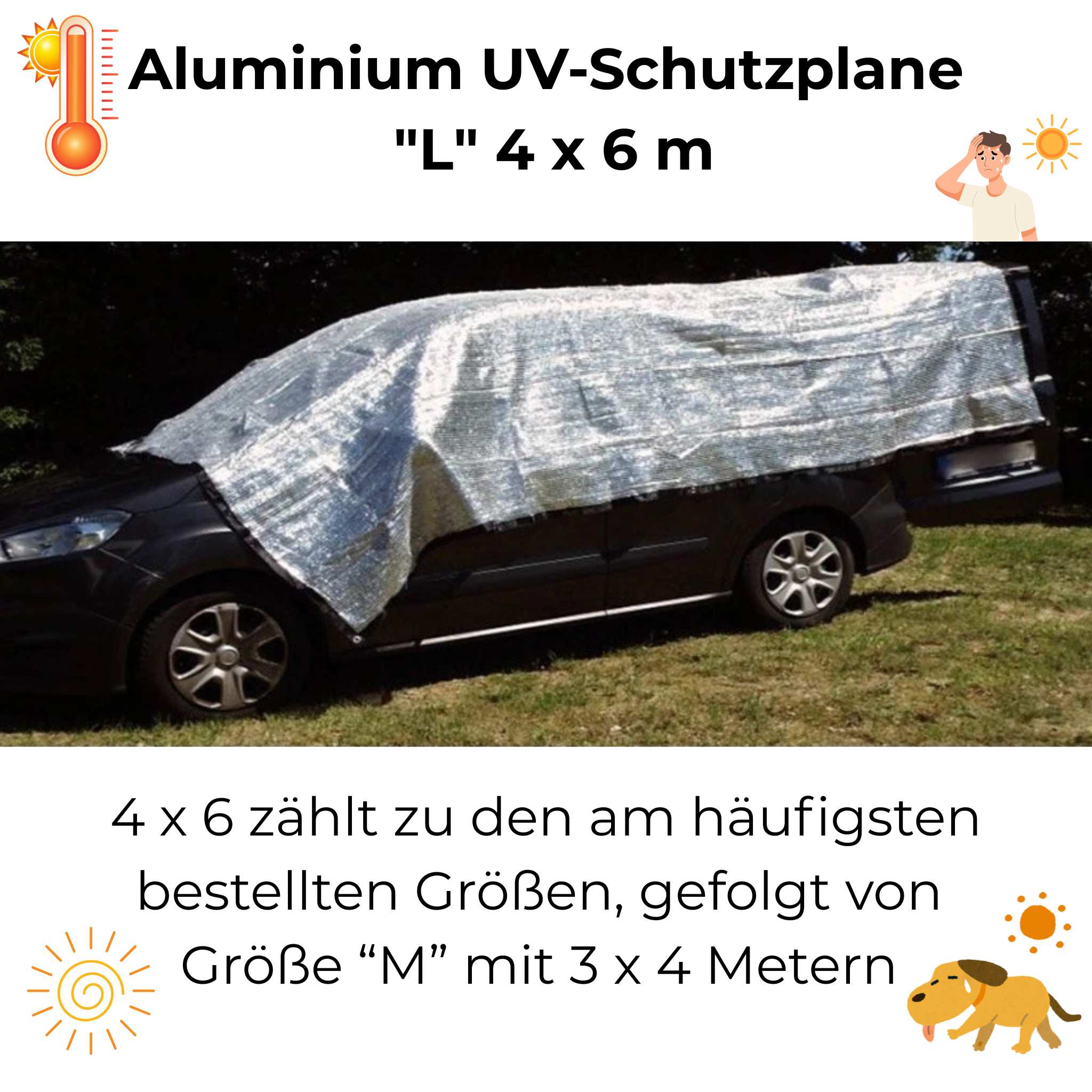 Effektiver Sonnenschutz | UV-Schutz 90% (!) und Verdunkelung für Auto, Anhänger, Zelt, Wohnmobil und mehr in den Größen S, M, L, XL