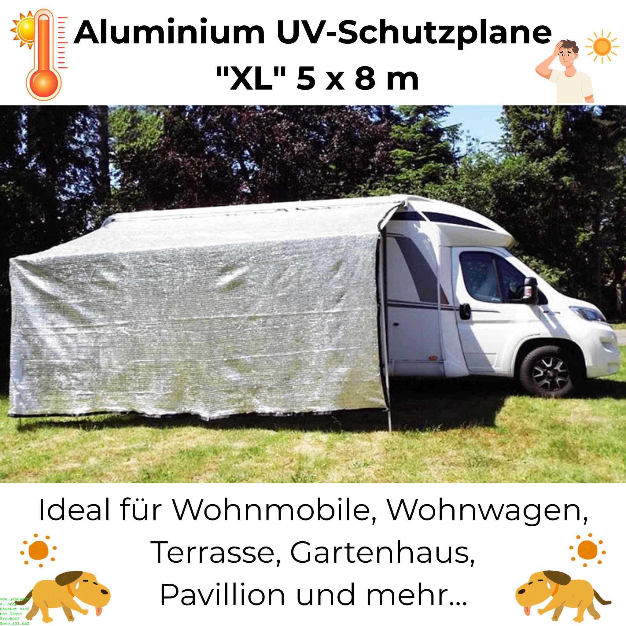 Effektiver Sonnenschutz | UV-Schutz 90% (!) und Verdunkelung für Auto, Anhänger, Zelt, Wohnmobil und mehr in den Größen S, M, L, XL