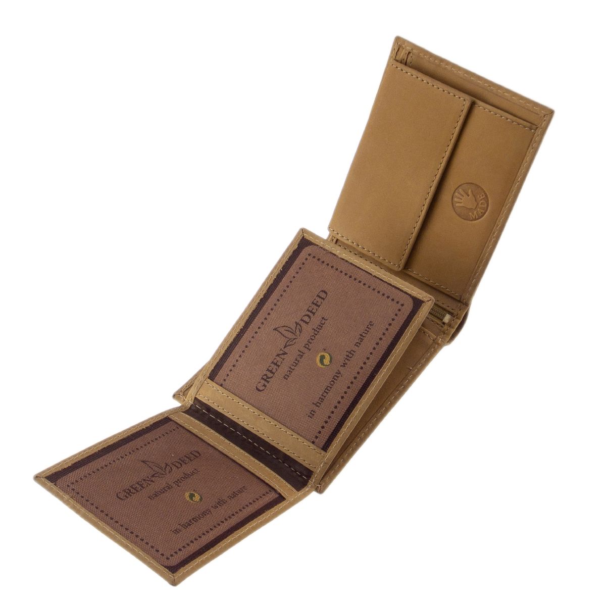 Hellbraune RFID Geldbörse aus unverwüstlichem Büffelleder mit Dackel / Teckel. Das perfekte Geschenk für Jagdhundefreunde