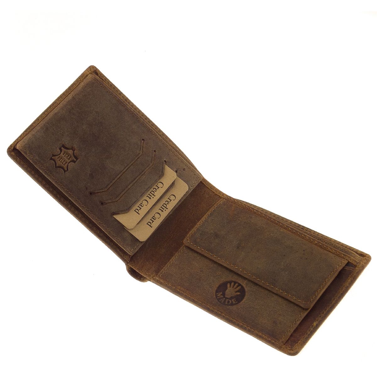 Geldbörse aus unverwüstlichem Büffelleder mit Jagdmotiv Wildente. Das perfekte Geschenk für Jäger