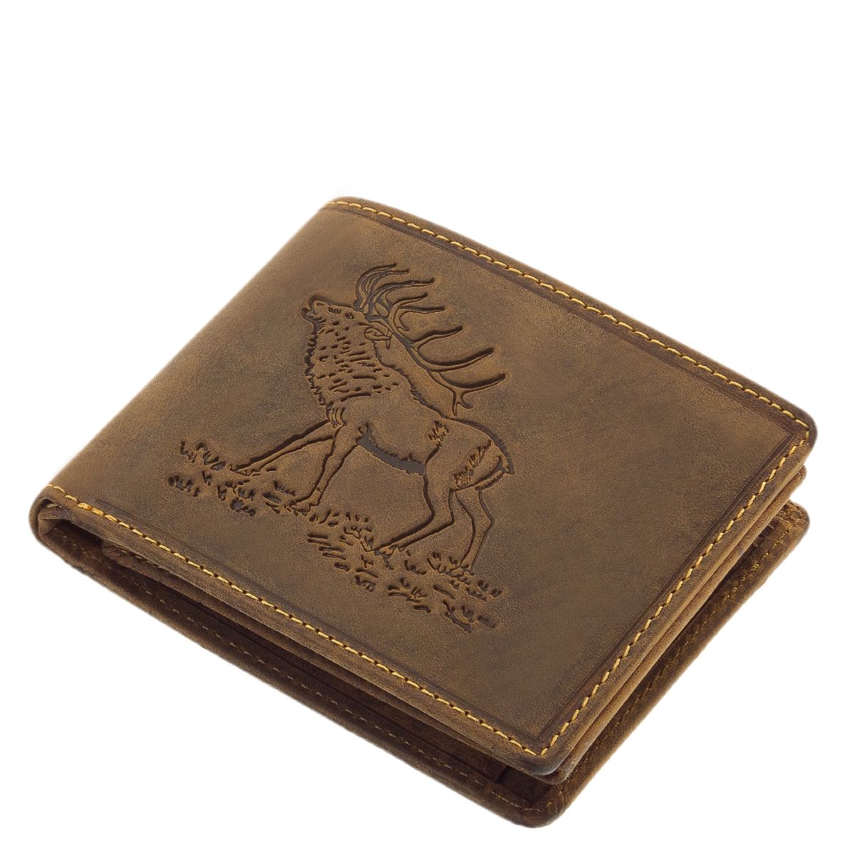 Geldbörse für Jäger mit Jagdmotiv von kapitalem, röhrenden Hirsch