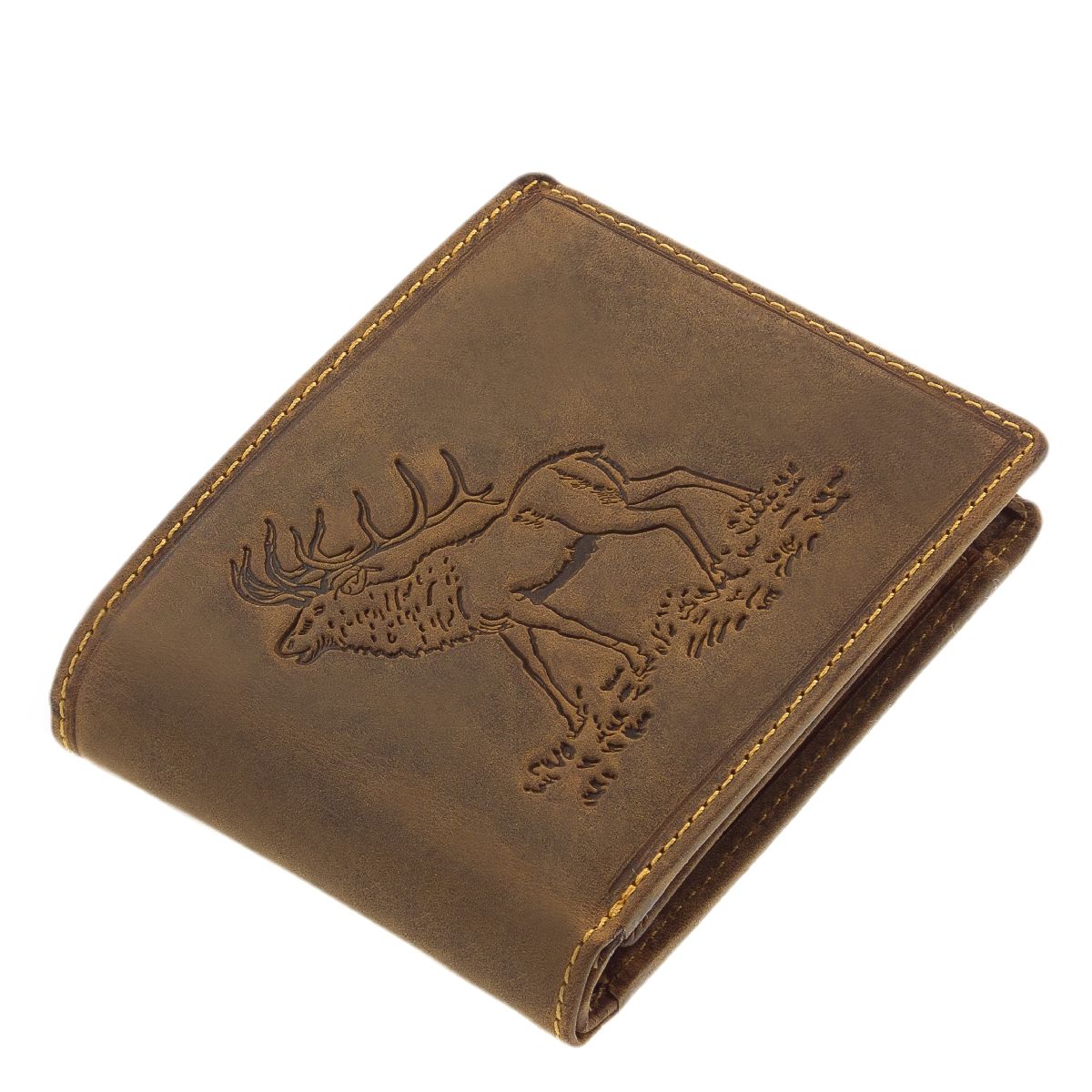 Geldbörse für Jäger mit Jagdmotiv von kapitalem, röhrenden Hirsch