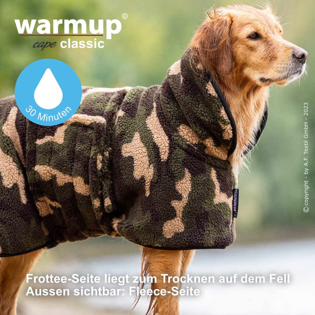 Hundemantel warmup© cape Classic (Wende-Cape) Camouflage - HUNTING XS-2XL