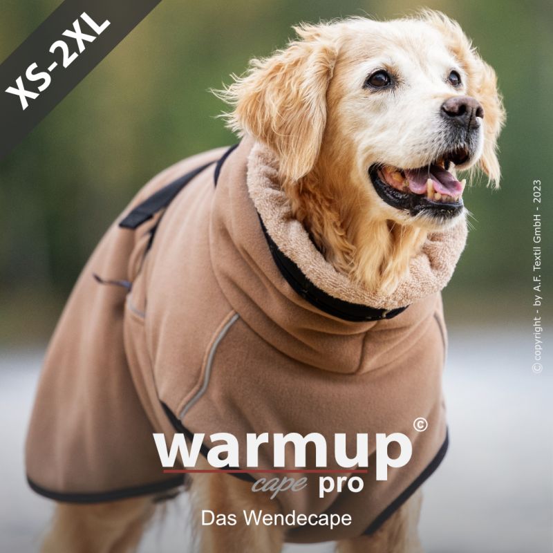 Hundemantel warmup© cape PRO (Wende-Cape) - camel in XS-XXL