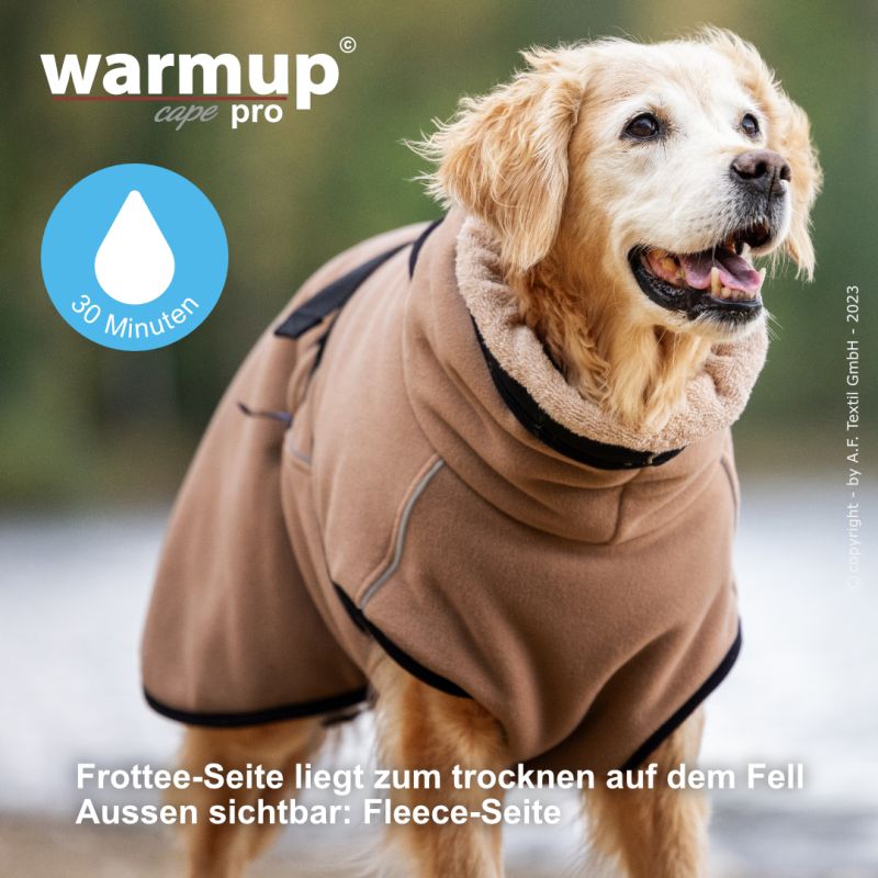 Hundemantel warmup© cape PRO (Wende-Cape) - camel in XS-XXL