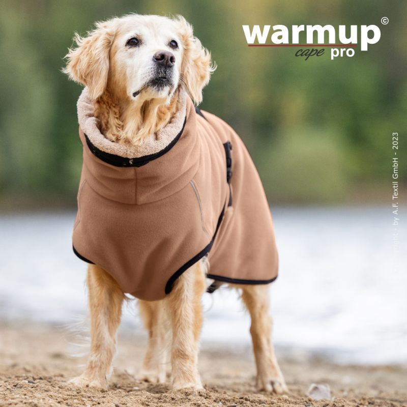 Hundemantel warmup© cape PRO (Wende-Cape) - camel in XS-XXL
