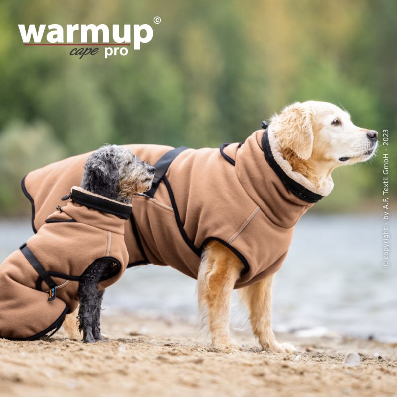 Hundemantel warmup© cape PRO (Wende-Cape) - camel in XS-XXL