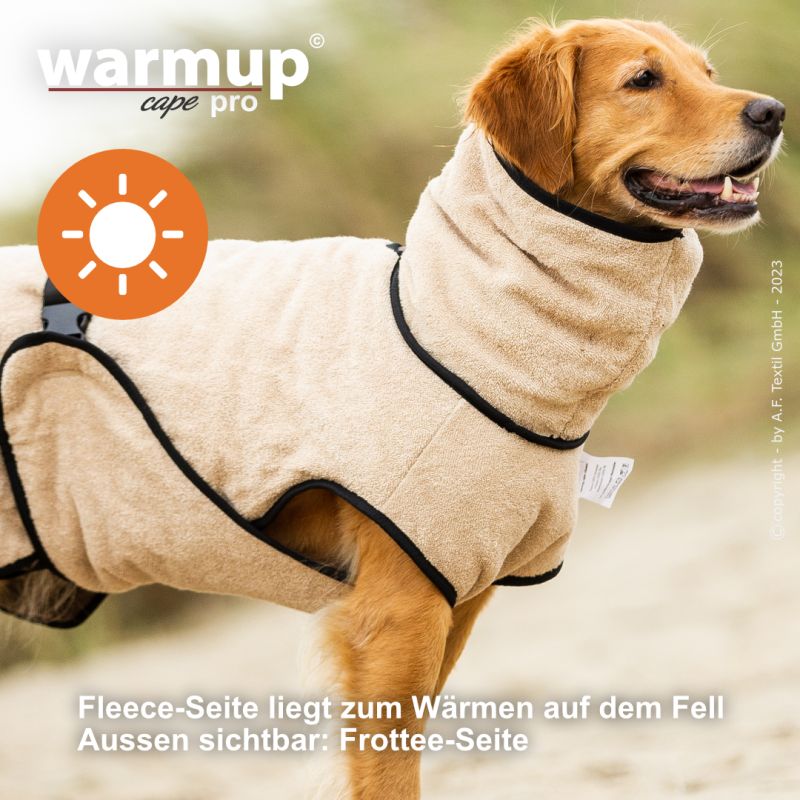 Hundemantel warmup© cape PRO (Wende-Cape) - camel in XS-XXL