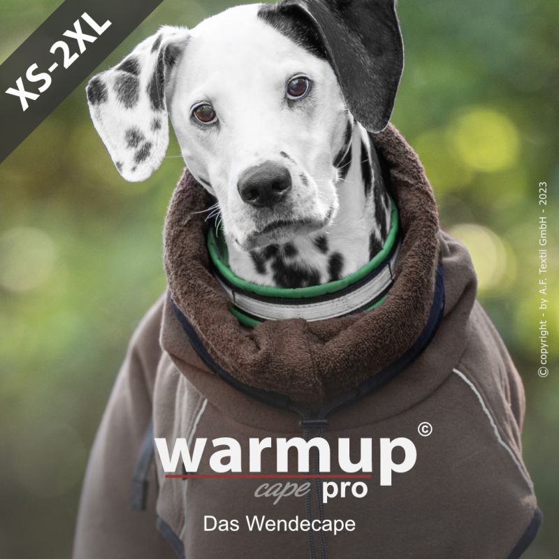 Hundemantel warmup© cape PRO (Wende-Cape) - mocca in XS-XXL