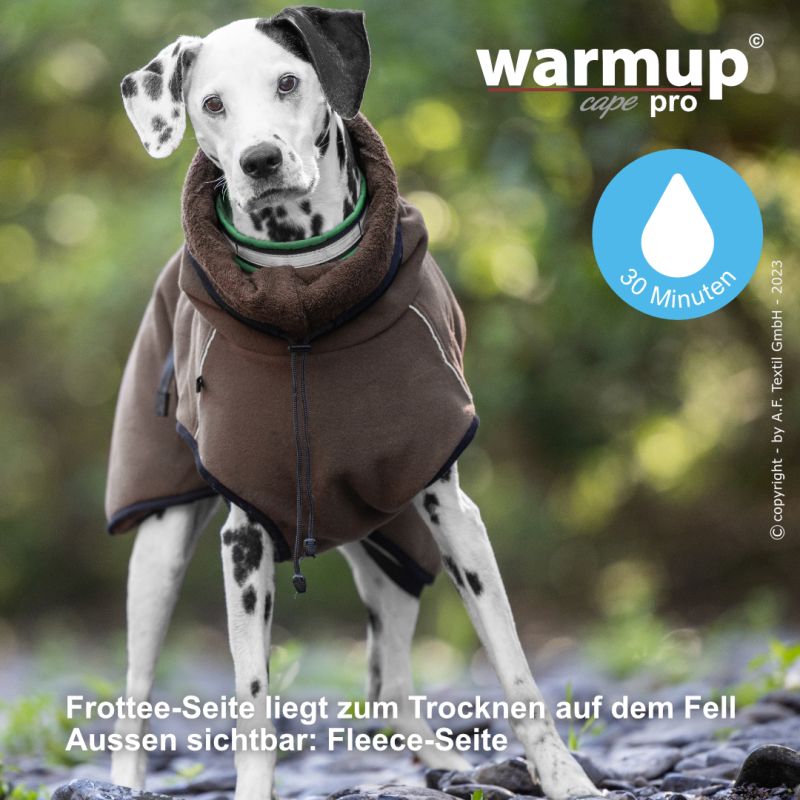 Hundemantel warmup© cape PRO (Wende-Cape) - mocca in XS-XXL