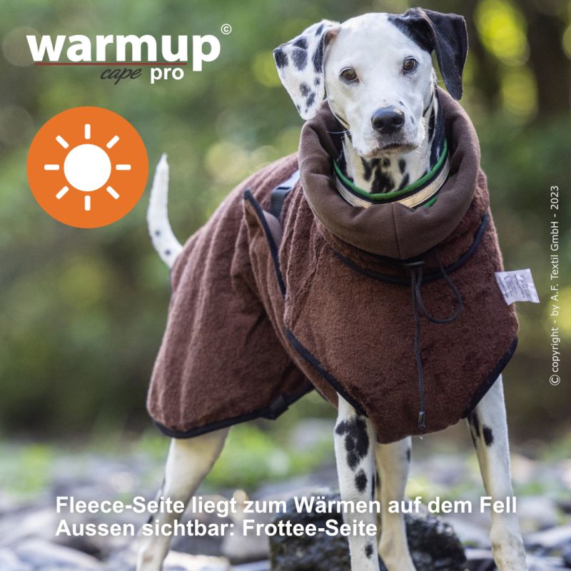 Hundemantel warmup© cape PRO (Wende-Cape) - mocca in XS-XXL