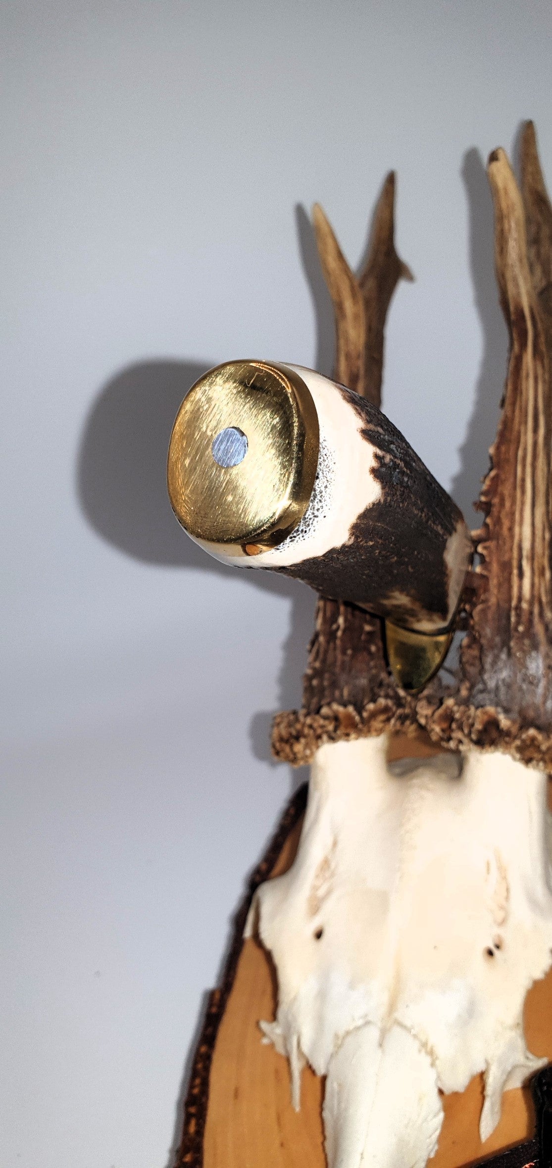 Edles Jagdmesser nach White Hunter Art, Zwinge Alpaka, Hirschhorngriff