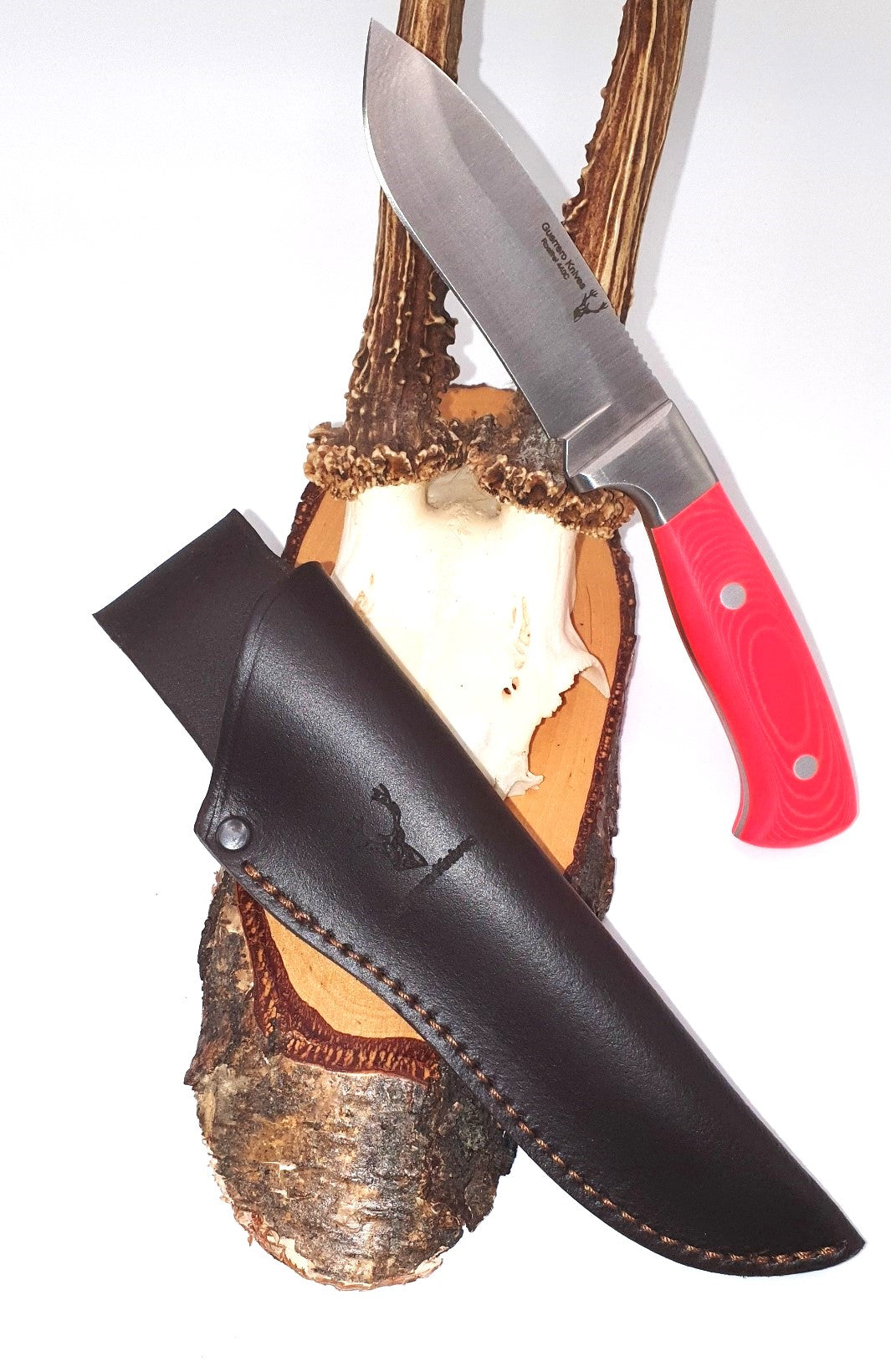 Außergewöhnliches Voll Erl Jagdmesser Drop-Point Klinge Micarta orange