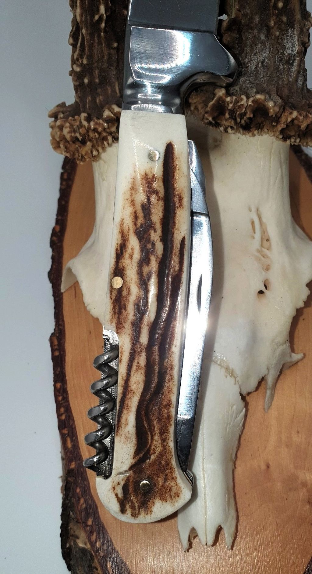 4-teiliges Jagdmesser Full Tang mit Aufbrechklinge, Knochensäge und Korkenzieher