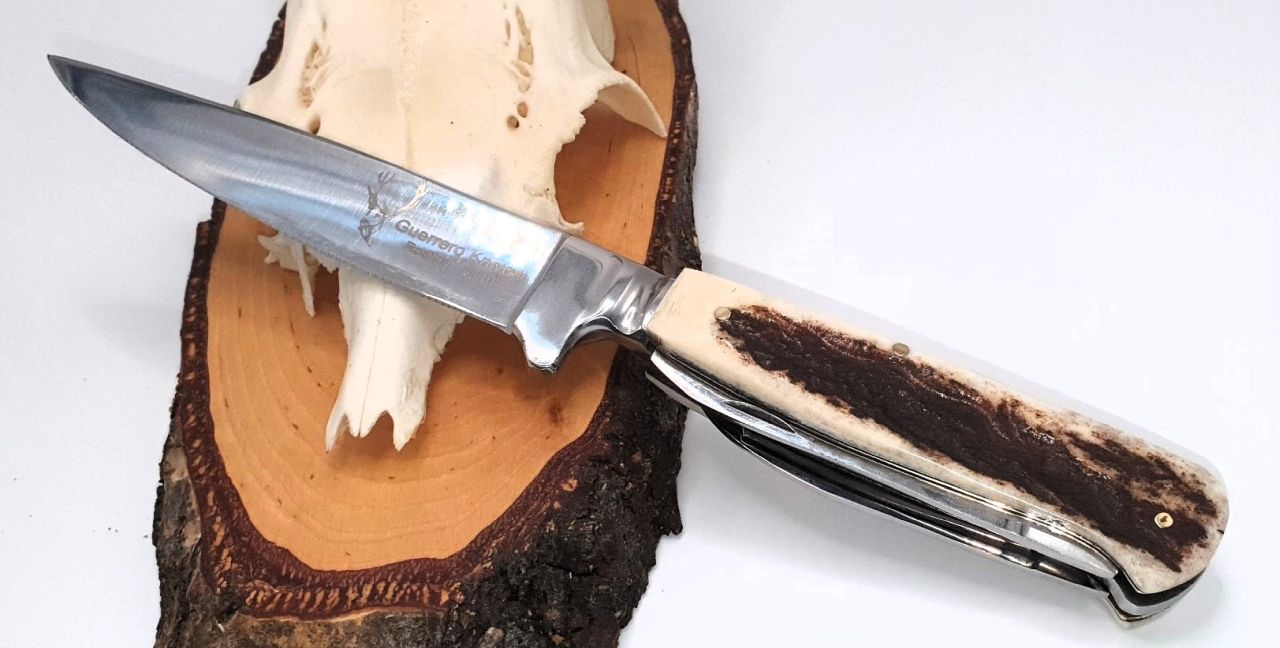 4-teiliges Jagdmesser Full Tang mit Aufbrechklinge, Knochensäge und Korkenzieher