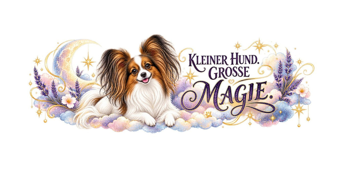 Motiv Kleiner Hund. Große Magie. – kompletter Rundum-Druck der Tasse