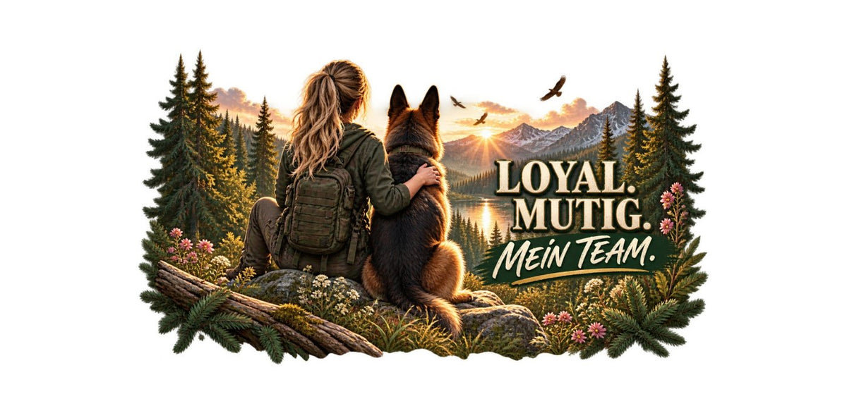 Motiv Loyal. Mutig. Mein Team. – kompletter Rundum-Druck der Tasse
