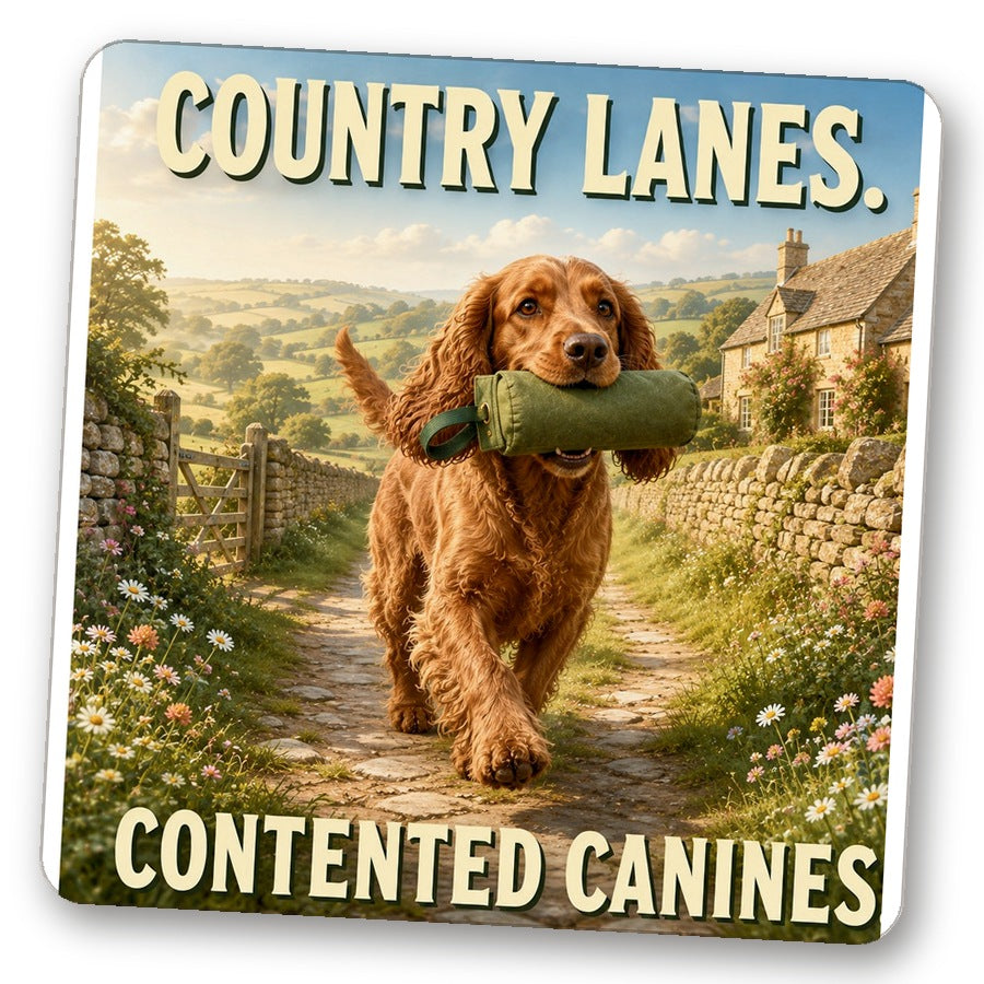 Untersetzer "Country Lanes. Contented Canines."