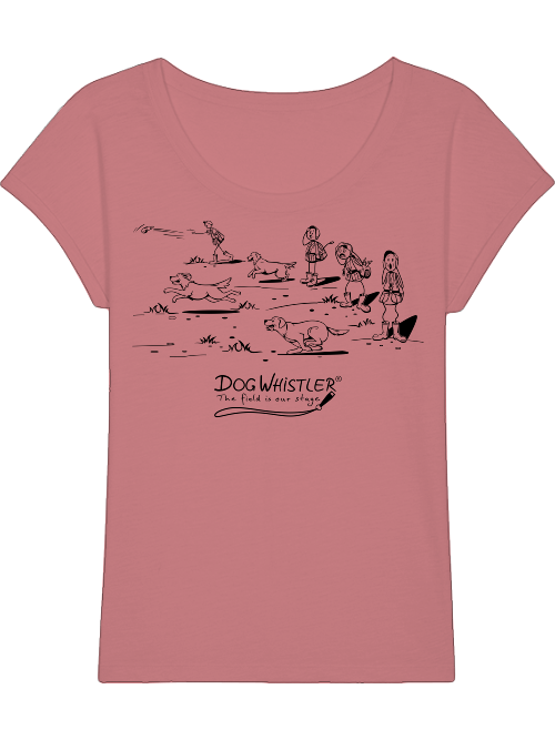 Damen-Shirt Rounder Slub DOGWHISTLER Motiv "Chaos" Druck schwarz und weiß