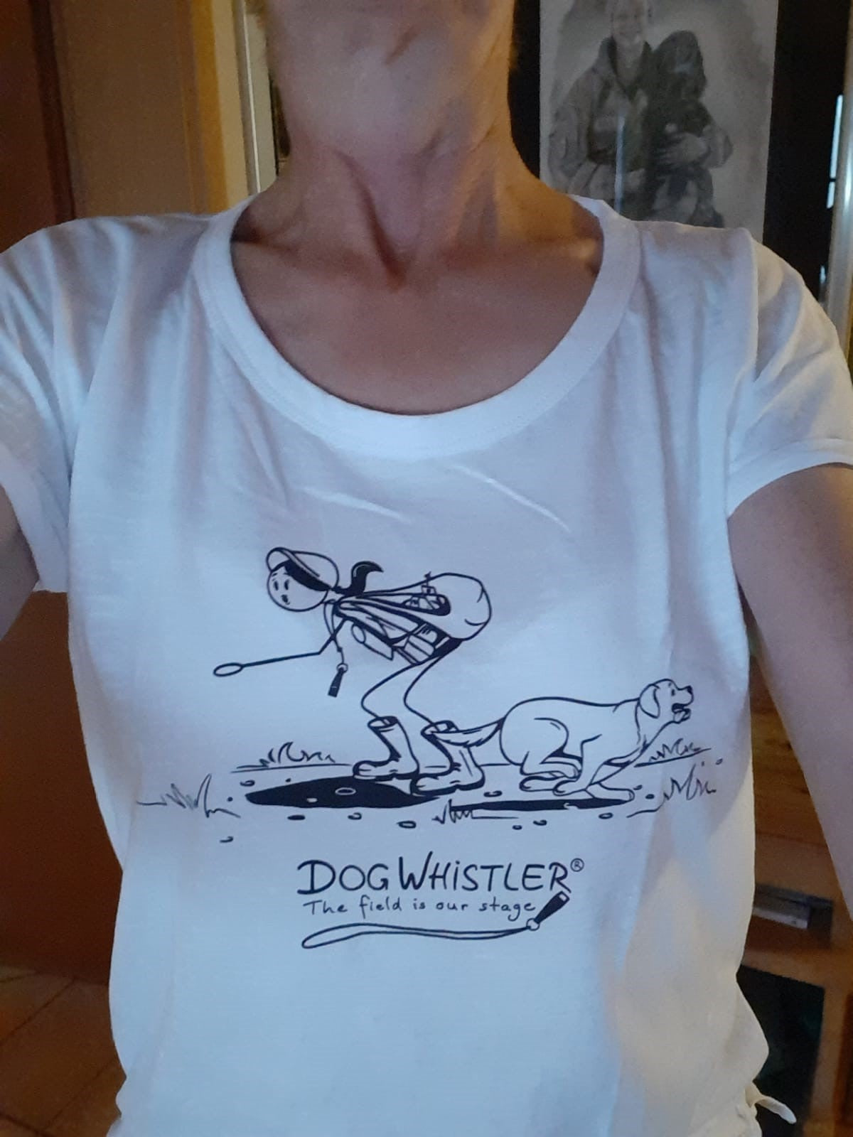 Damen-Shirt RounderSlub DOGWHISTLER Motiv "uuups" Druck schwarz und weiß