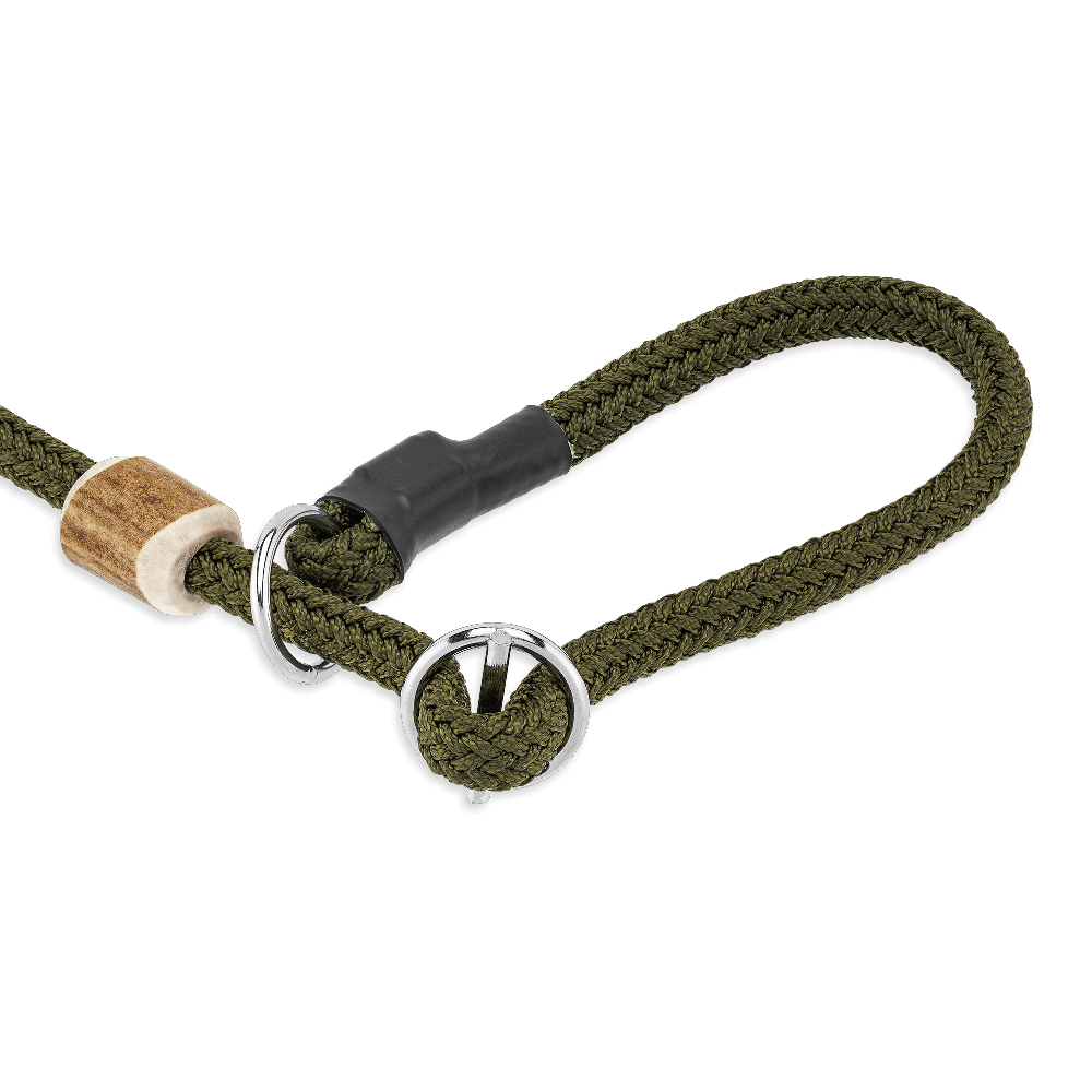 Tierschutzkonforme, wunderschöne Moxonleine 8 mm mit Zugbegrenzung aus Geweihstück und Zugstopp