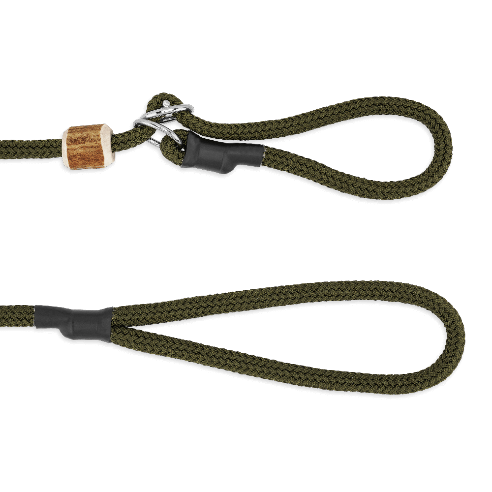 Tierschutzkonforme, wunderschöne Moxonleine 8 mm mit Zugbegrenzung aus Geweihstück und Zugstopp