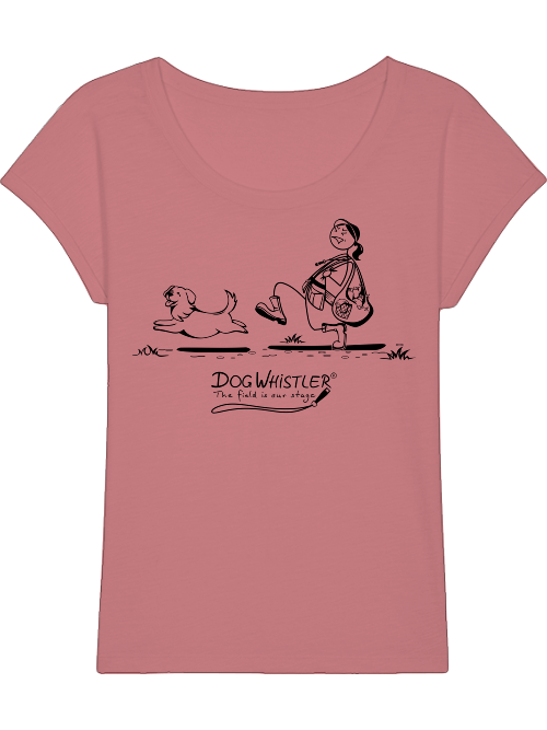 Damen-Shirt Rounder Slub DOGWHISTLER Motiv "keuch" Druck schwarz und weiß