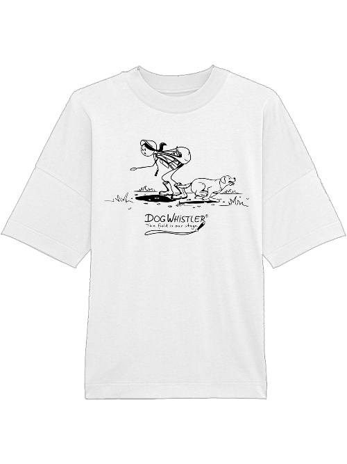 Oversized Unisex T-Shirt Blaster mit Auswahl der DOGWHISTLER Motive "uuups" Drucke schwarz und weiß