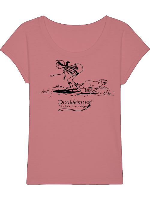 Damen-Shirt RounderSlub DOGWHISTLER Motiv "uuups" Druck schwarz und weiß