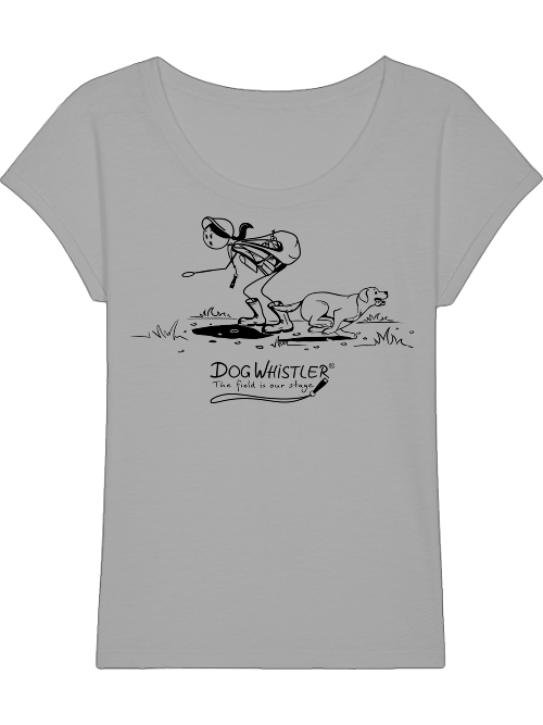 Damen-Shirt RounderSlub DOGWHISTLER Motiv "uuups" Druck schwarz und weiß
