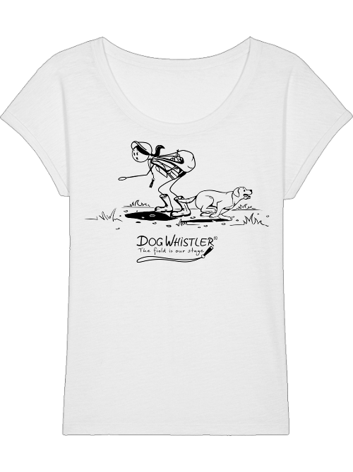 Damen-Shirt RounderSlub DOGWHISTLER Motiv "uuups" Druck schwarz und weiß
