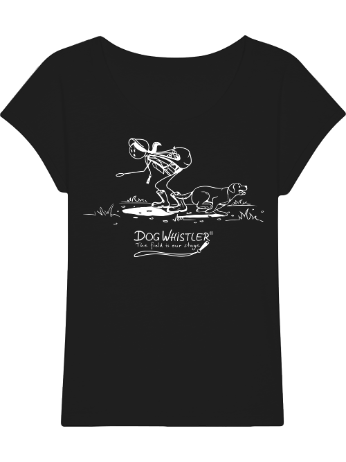 Damen-Shirt RounderSlub DOGWHISTLER Motiv "uuups" Druck schwarz und weiß