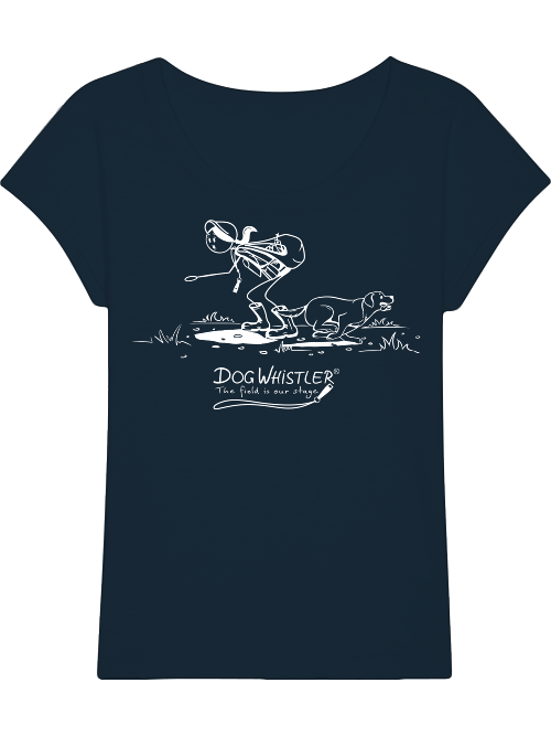 Damen-Shirt RounderSlub DOGWHISTLER Motiv "uuups" Druck schwarz und weiß
