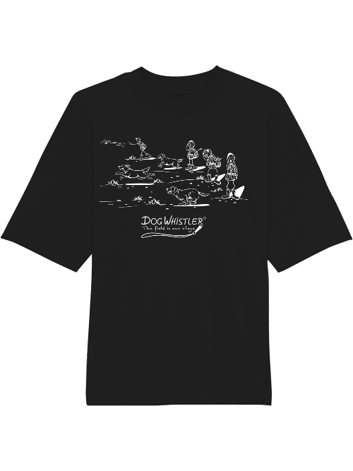 Oversized Unisex T-Shirt Blaster DOGWHISTLER Motiv "Chaos" Druck schwarz und weiß