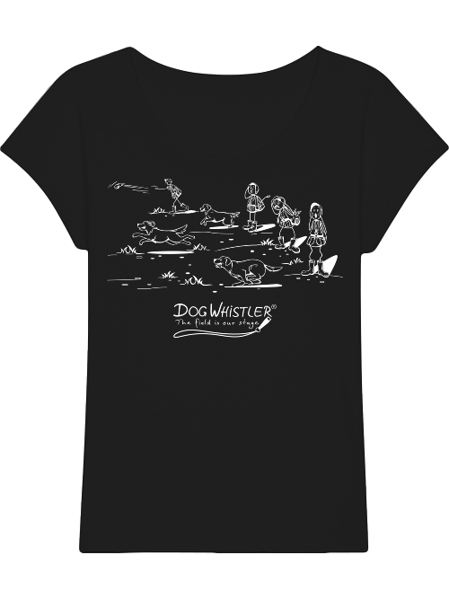 Damen-Shirt Rounder Slub DOGWHISTLER Motiv "Chaos" Druck schwarz und weiß