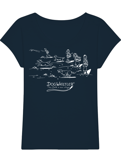 Damen-Shirt Rounder Slub DOGWHISTLER Motiv "Chaos" Druck schwarz und weiß