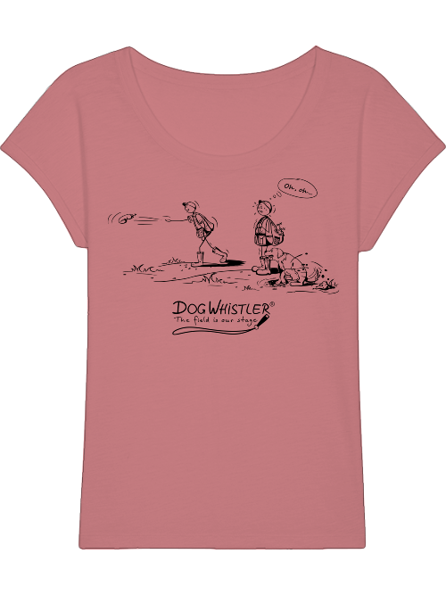 Damen-Shirt Rounder Slub DOGWHISTLER Motive "ohoh" Druck schwarz und weiß