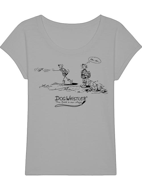 Damen-Shirt Rounder Slub DOGWHISTLER Motive "ohoh" Druck schwarz und weiß