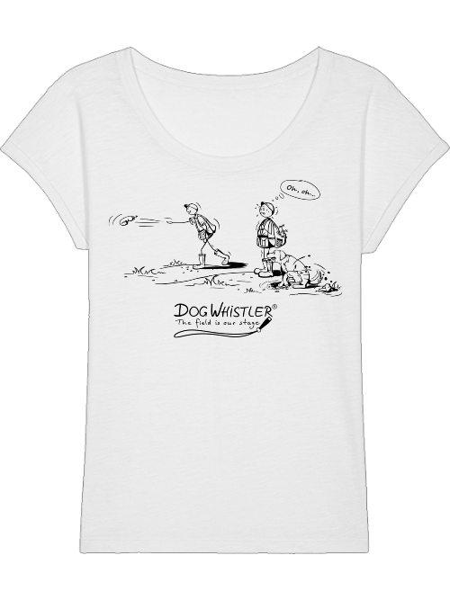 Damen-Shirt Rounder Slub DOGWHISTLER Motive "ohoh" Druck schwarz und weiß