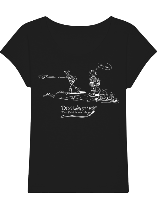 Damen-Shirt Rounder Slub DOGWHISTLER Motive "ohoh" Druck schwarz und weiß